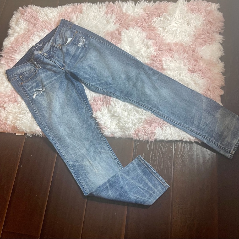 American Eagle Stretch Distressed Skinny Jeans Women's Size 14R